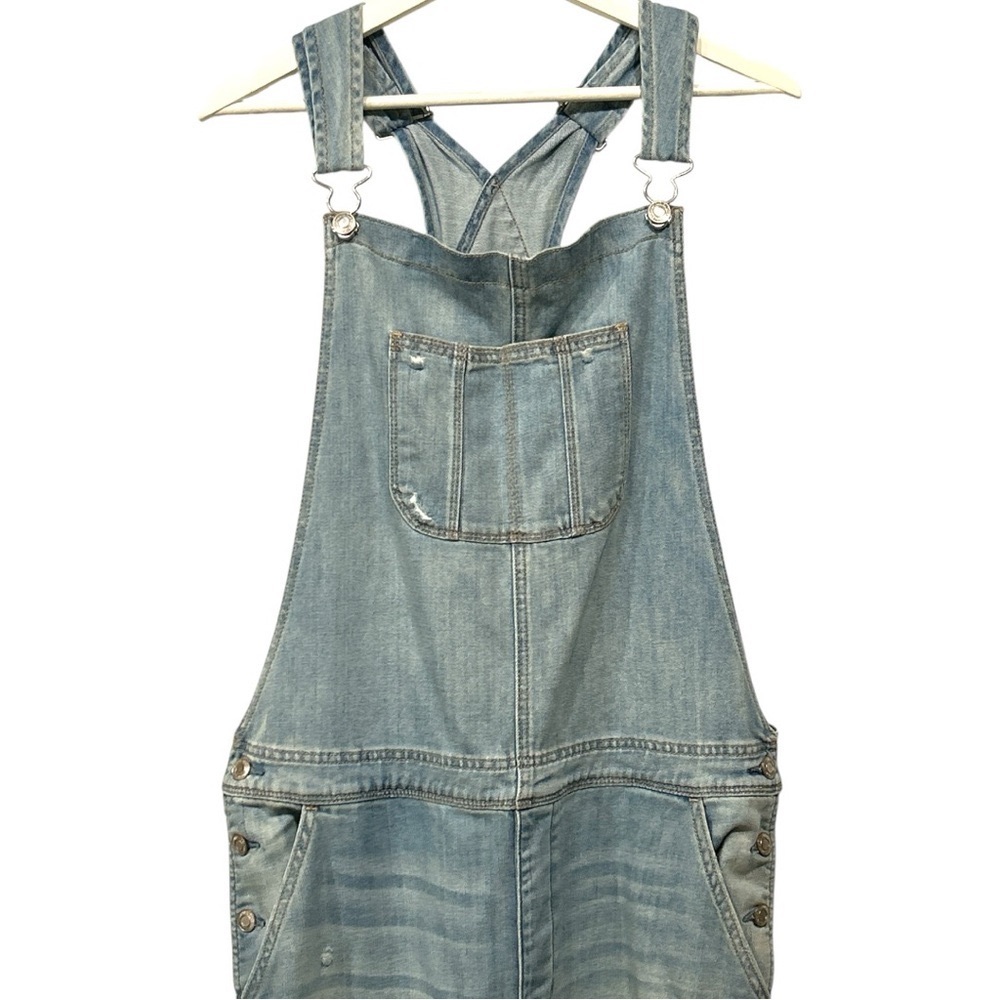 American Eagle Tomgirl Denim Overalls Distressed Light Blue XL - Picture 3 of 12